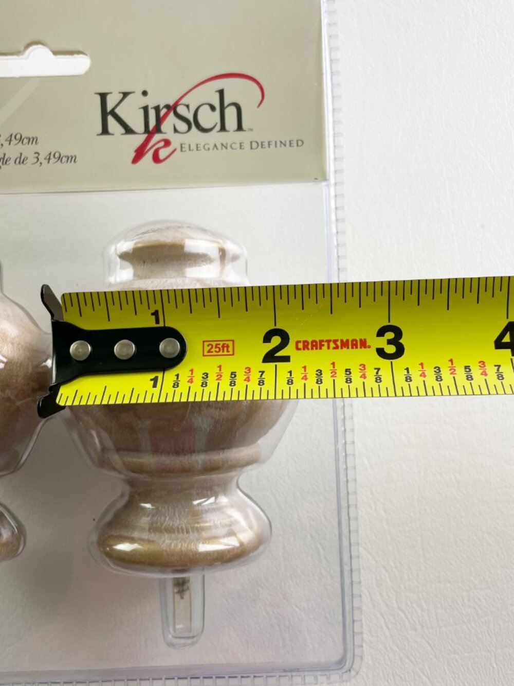 Kirsch Wood Soft Gold Button Ball Finials 1 3/8" Diameter Pole (1 Pack/2 Total) - Picture 5 of 5